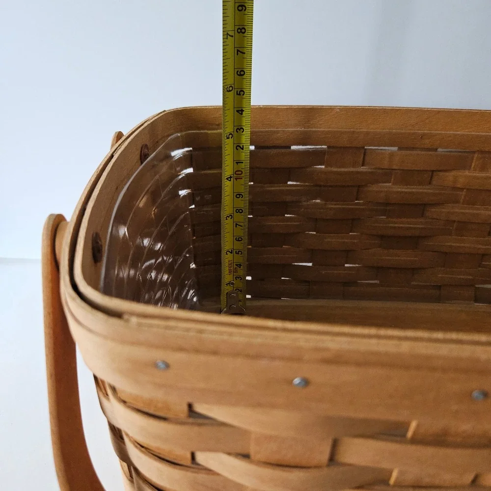 Longaberger Lunch Box Basket 12in w/ Swing Handles & Original Plastic Protector